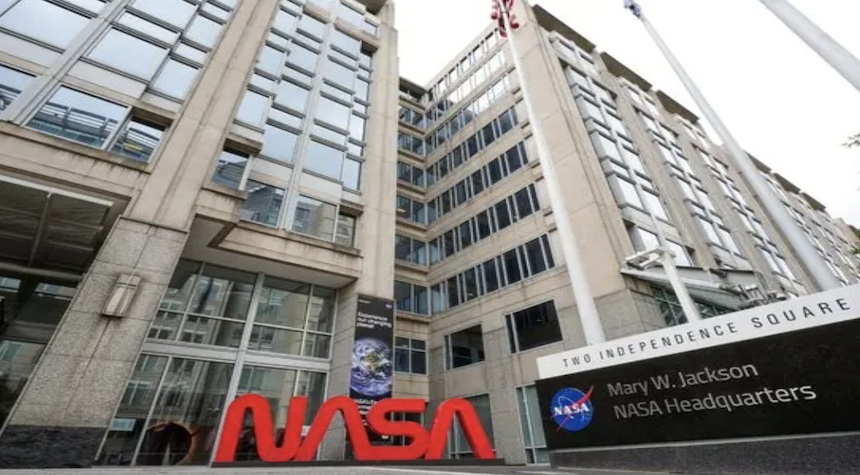 Building with NASA sign